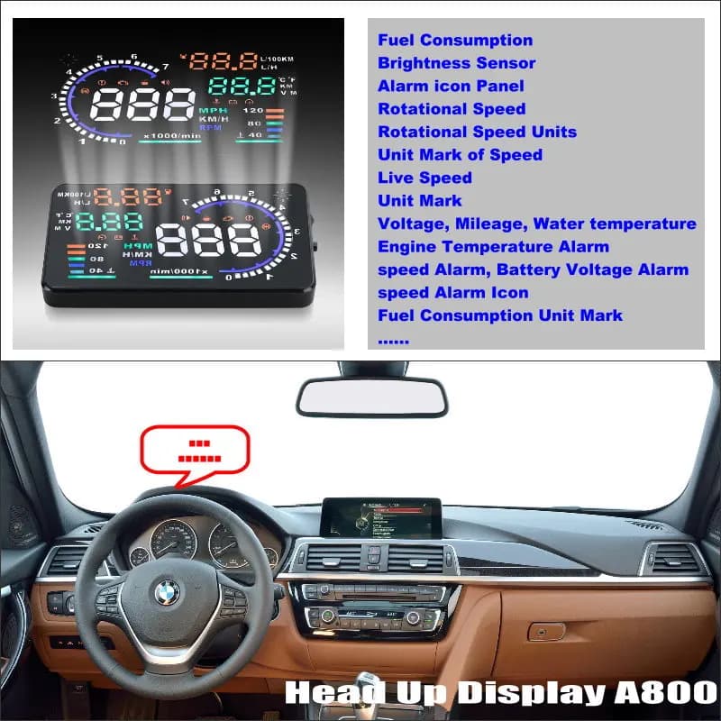 Display Head-Up HUD per BMW Serie 3 E46/GT/F30/F31, Accessorio Elettronico per Guida Sicura, Proiettore su Parabrezza