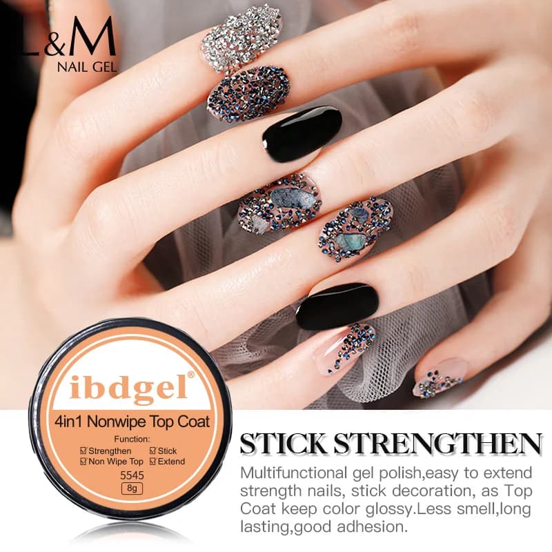 12 pz IBDgel 4IN1 Gel Costruttore Unghie Multifunzione Non Tossico Sano Senza Residui Top Coat Adesivo per Nail Art