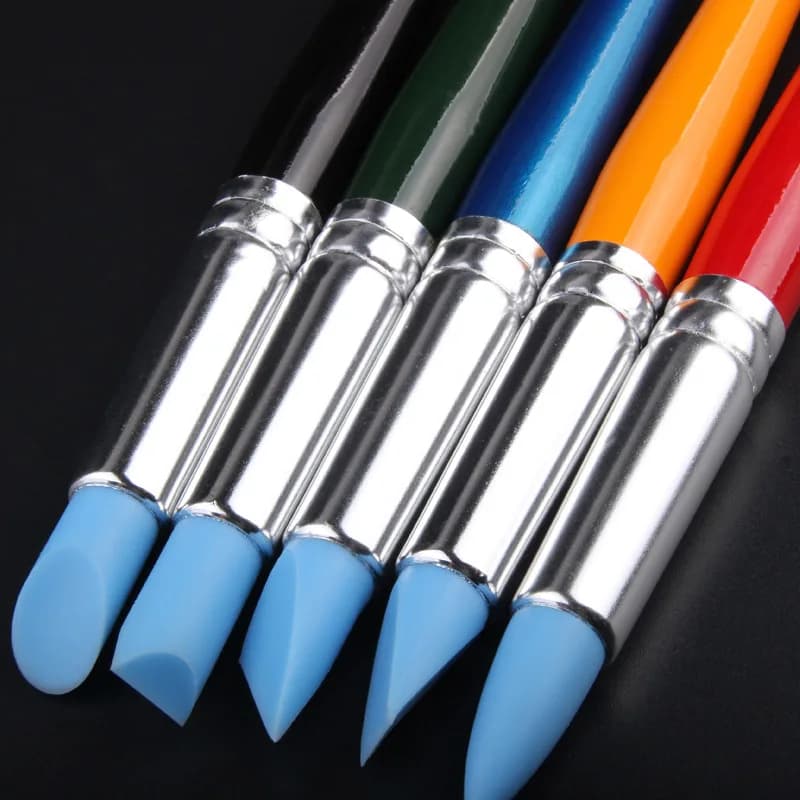 5Pcs/Set Silicone Sculpture Clay Pens Nail Art Engraving Brushes Craft Pottery Ceramics Tool Kit for Artists Carving Tools