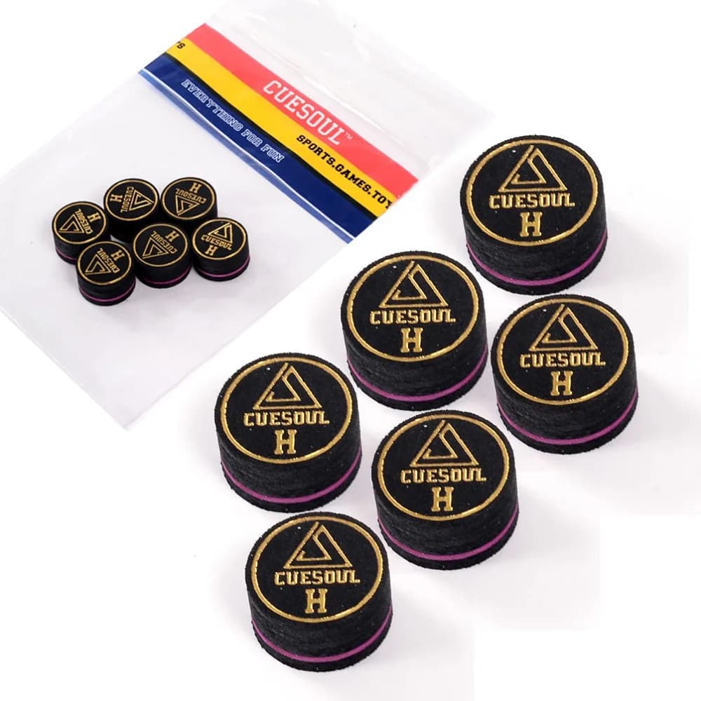 CUESOUL CSPCT020 6 pezzi/set 14 mm 8 strati punte per stecche da biliardo in pelle di maiale per stecche da biliardo da 13 mm - Duro