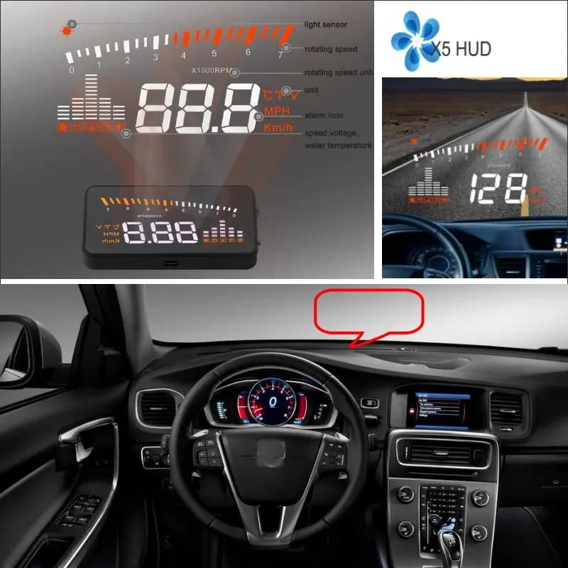 Display HUD per Auto Volvo XC60/XC90 2010-2023, Proiettore di Informazioni Digitali sul Parabrezza per Guida Sicura