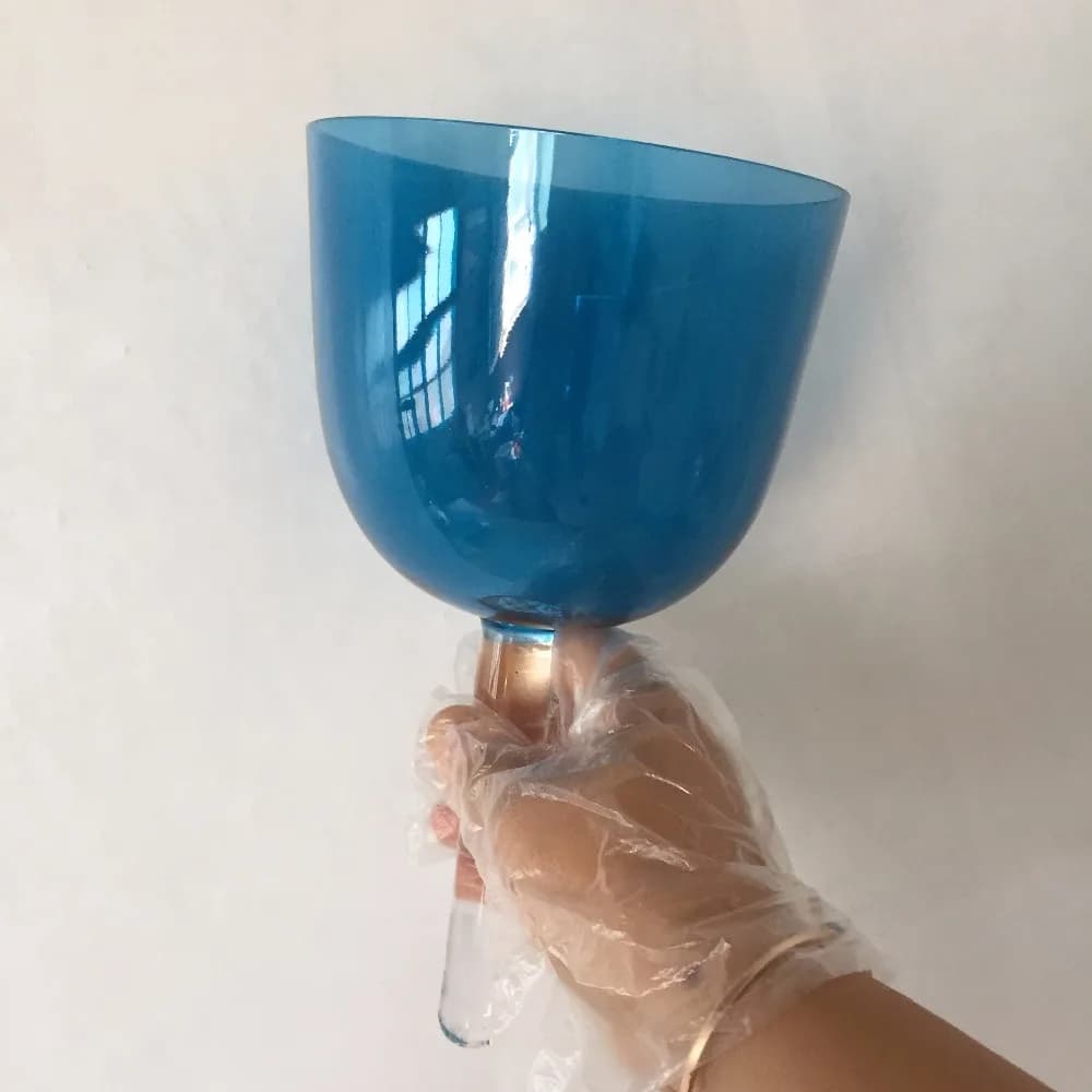 Indigo blue color Crystal handle Singing Bowl Perfect Musical Note A third eye Chakra or A# Pineal chakra about 5.25"