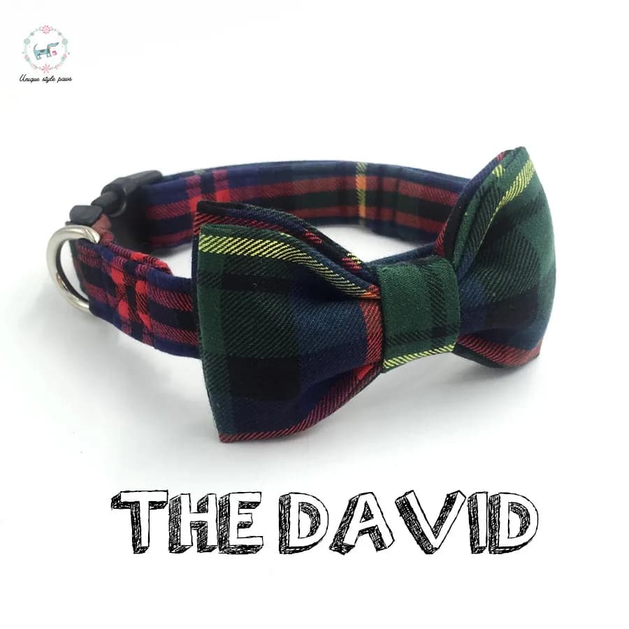 Collare e guinzaglio per cani con papillon collana in cotone per cani e gatti Fashion The Lattice of England XS-XL