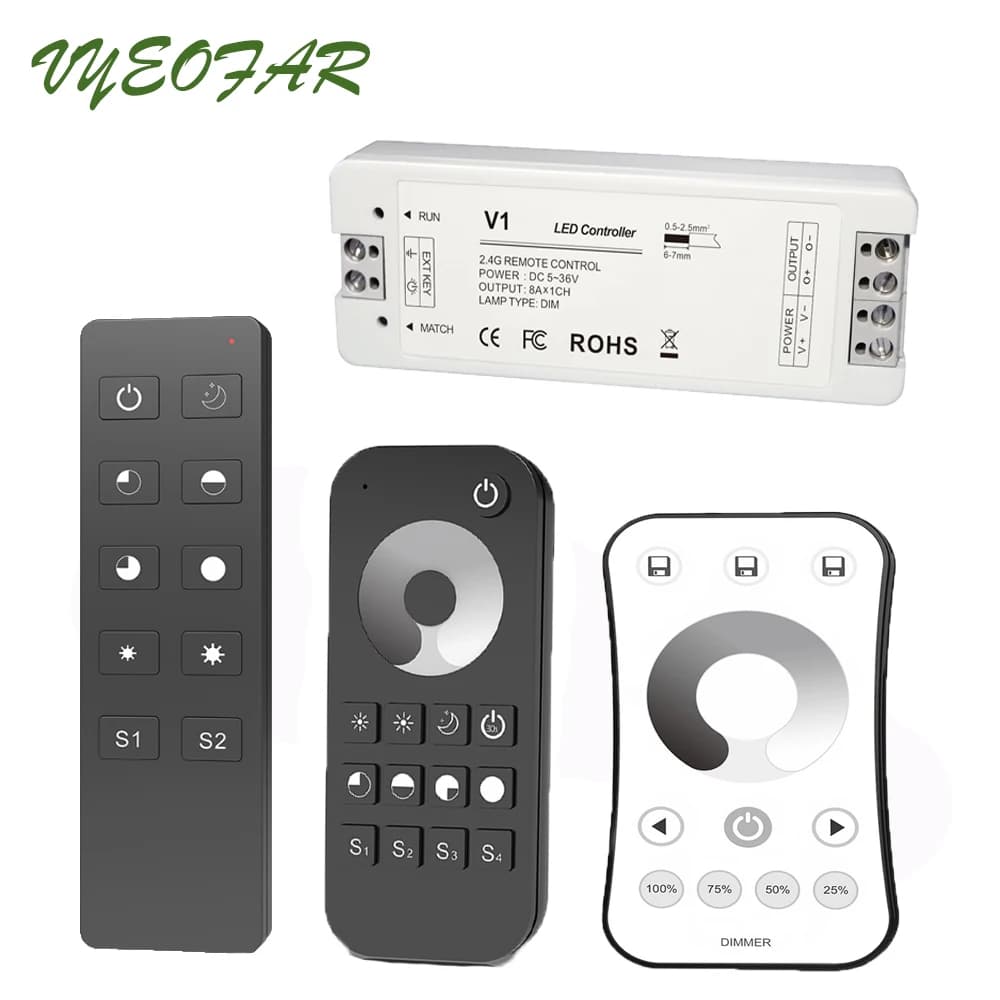 Nuovo Dimmer a strisce LED 12V 5V 24V 36V ingresso 8A uscita PWM ricevitore Wireless RF telecomando singolo colore stringa nastro nastro luce Dim
