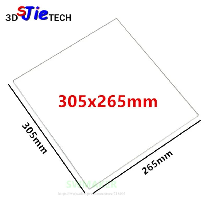 1 pz 305x265x3mm 305x265x4mm Borosilicato Lastra di Vetro/Letto Piatto per Flashforge Guider II/2 s/IIS 3D parti Della Stampante