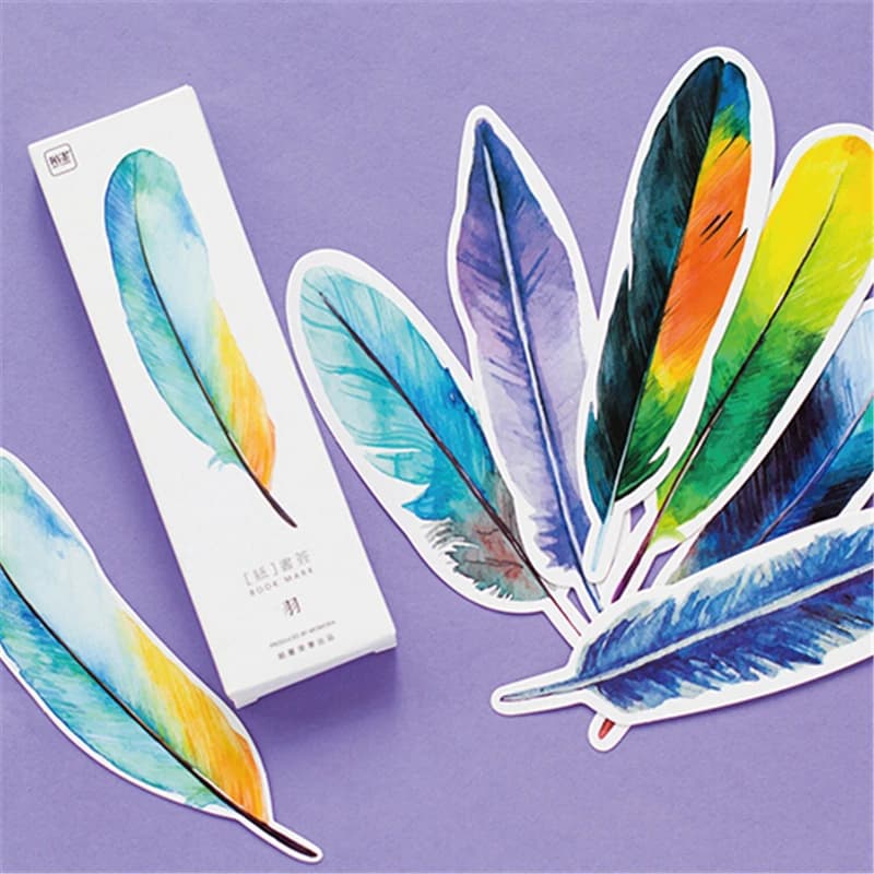 30 Pcs/Set Colorful Feather Paper Bookmark Stationery Bookmarks Book Holder Message Card Promotional Gift Stationery