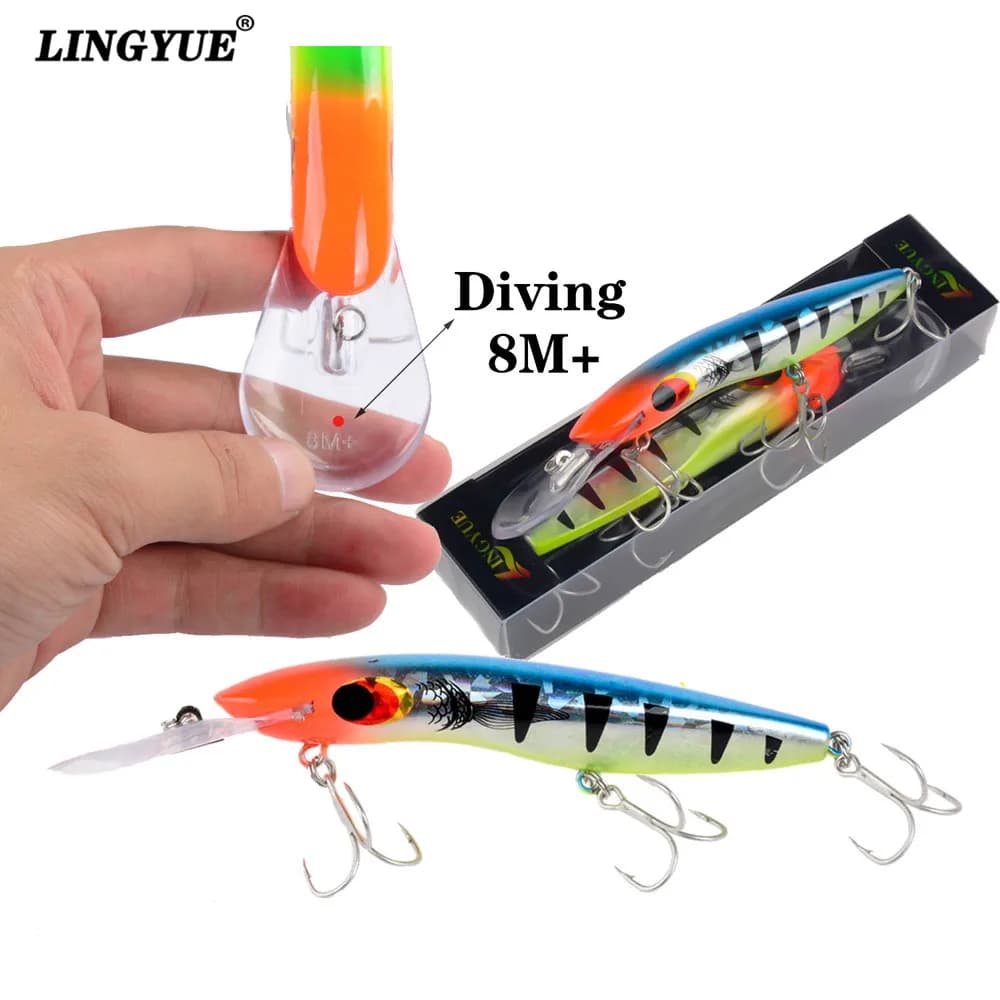 LINGYUE Big Minnow 16 cm Fishing bait 26g Deep dives 8M + Crankabits hard Wobblers Ami Quality Fishing equipment with retail box