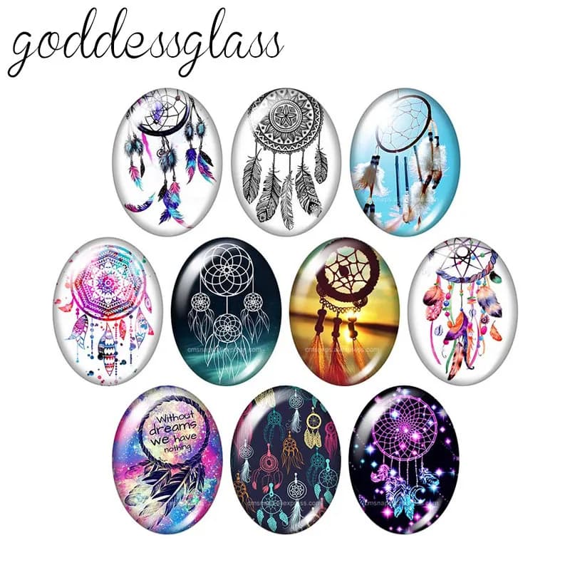 Dream catchers Dreams come true 13x18mm/18x25mm/30x40mm Oval photo glass cabochon demo flat back Making findings TB0012