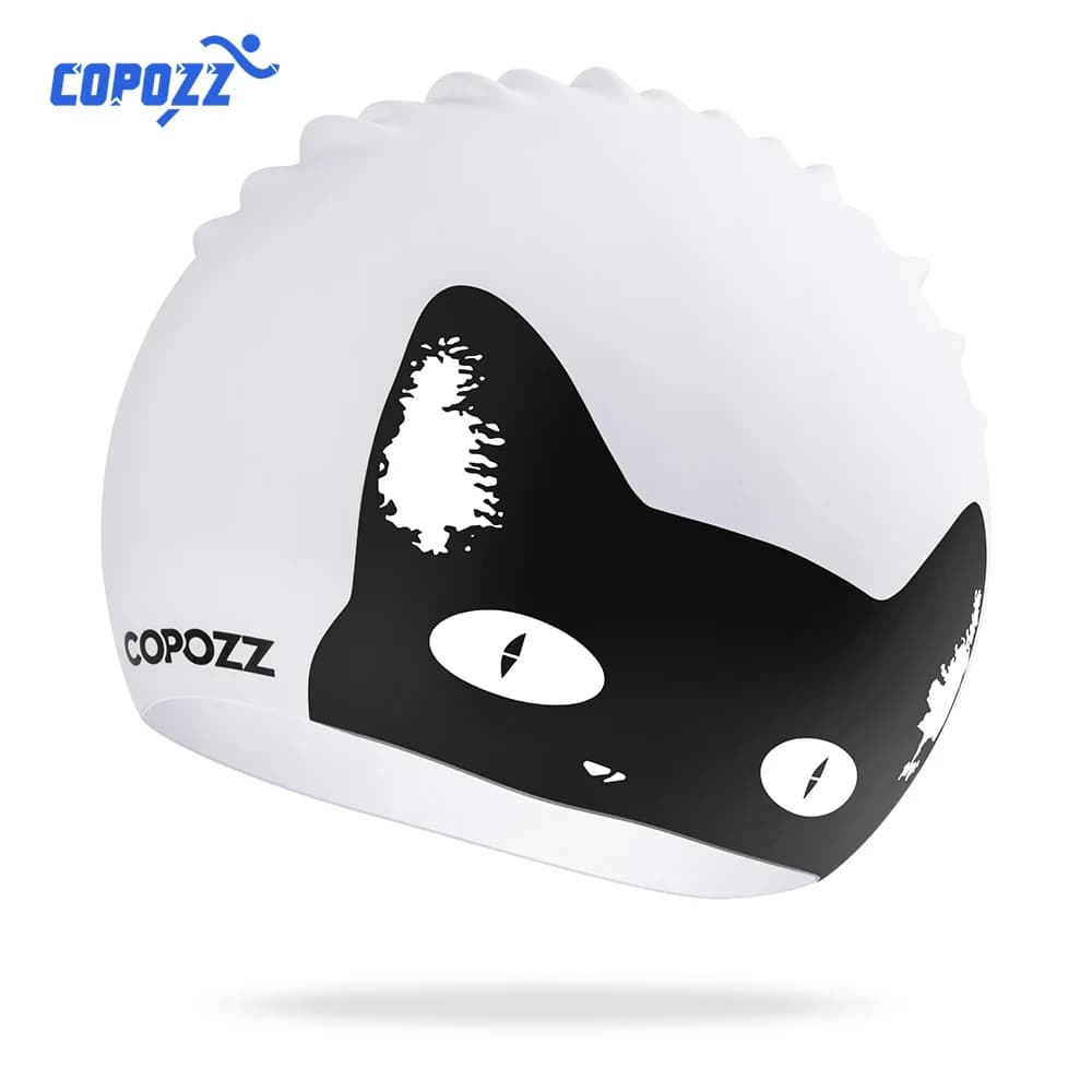 COPOZZ Waterproof Silicone Swimming Head Long Hair Professional Swim Hat for Women Ear Protection Pool Head for Water Sports