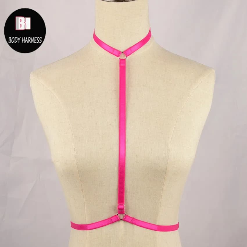 Bondage Crop Top Cage HARNESS Bra Elastic Body Harness Bra foto a colori abito Sexy Lingerie Goth fetish Rave clup body harness
