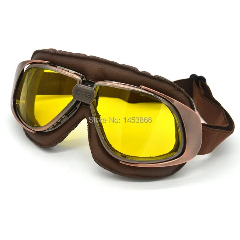 Vintage Helmet in Copper Coffee Color Motorcycle Glass Steampunk Sports Sunglasses Yellow for Motorcycle Cafe Racer Dirt Bike