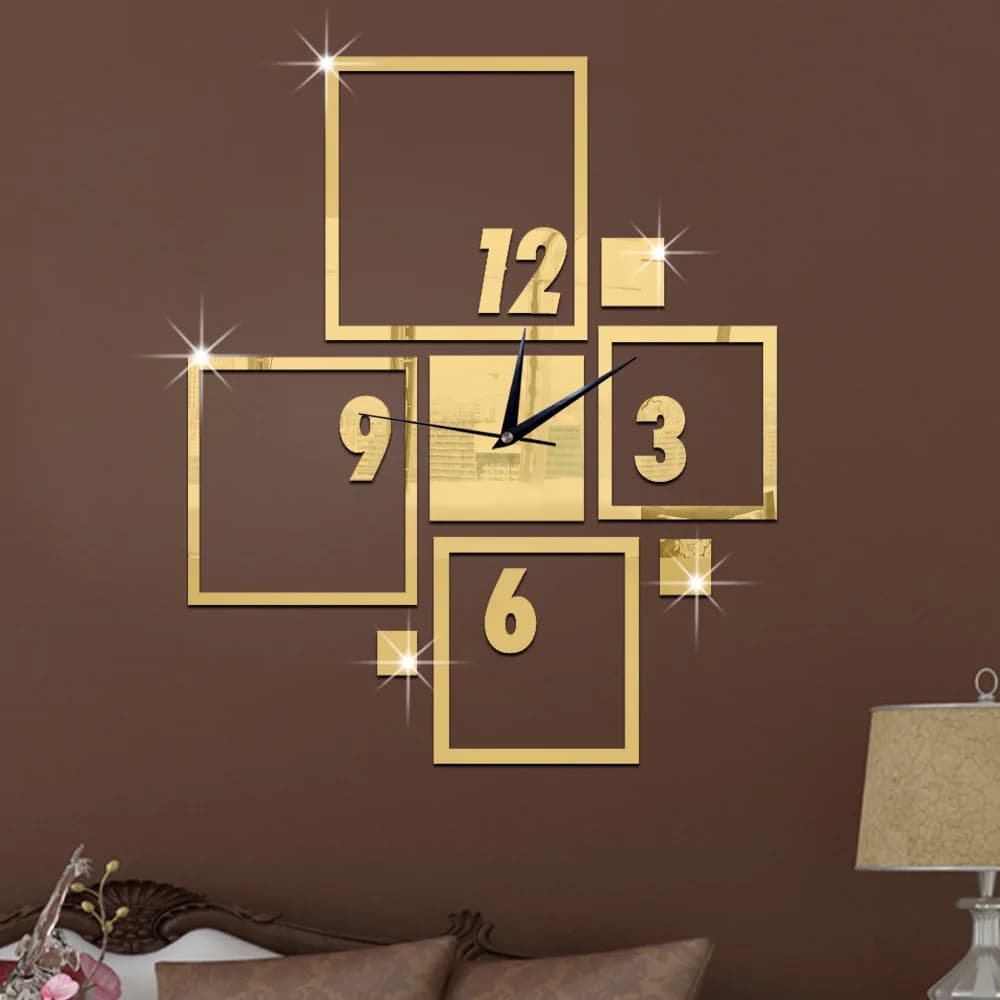 DIY 3D wall clock creative living room bedroom mirror fashion clock