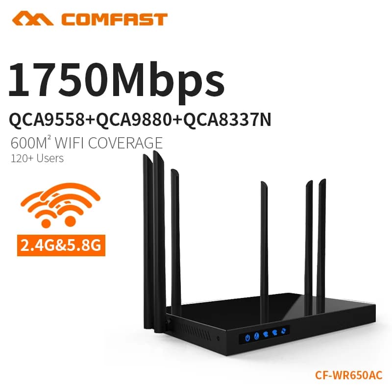 COMFAST 1750Mbps WiFi5 Router WIFI 5 Porta di rete Gigabit 2.4G/5G Router wireless ad alta potenza Antenne Controllo del sistema intelligente