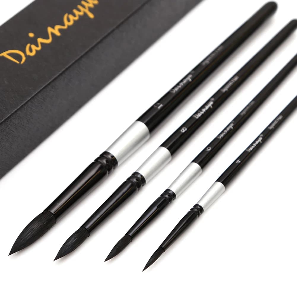 Dainayw 4 Pennelli Scoiattolo e di Cavallo Capelli Spazzole di Pittura di Arte Artistico Acquerello Pennello Set per Gouache Lavaggio Mop Arte pittura
