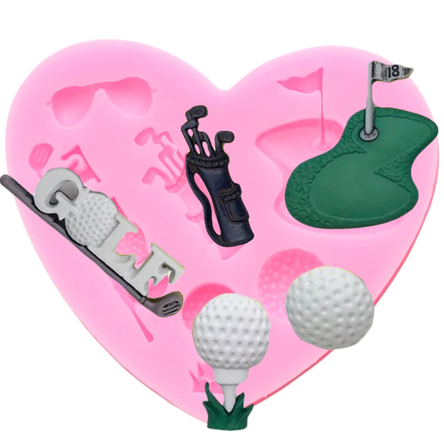 3D di Sport di Golf Della Sfera di Vetro Del Silicone Della Muffa Del Cioccolato Fondente Gumpaste Stampi Fai da Te Torta Che Decora Gli Attrezzi Del Polimero di Argilla Stampi