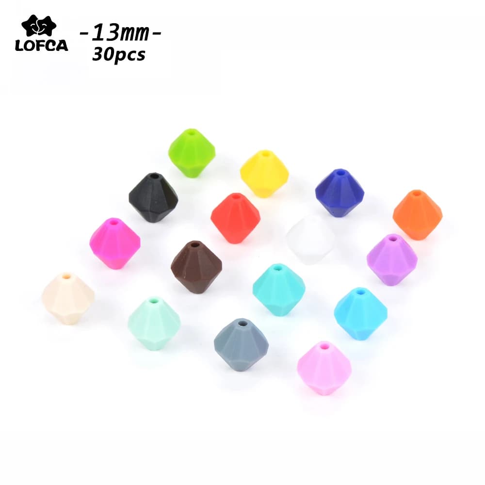LOFCA 30Pcs Multicolor Silicone Beads Fashion Necklace BPA Free Silicone Beads DIY Keychain Bead Jewelry Accessories