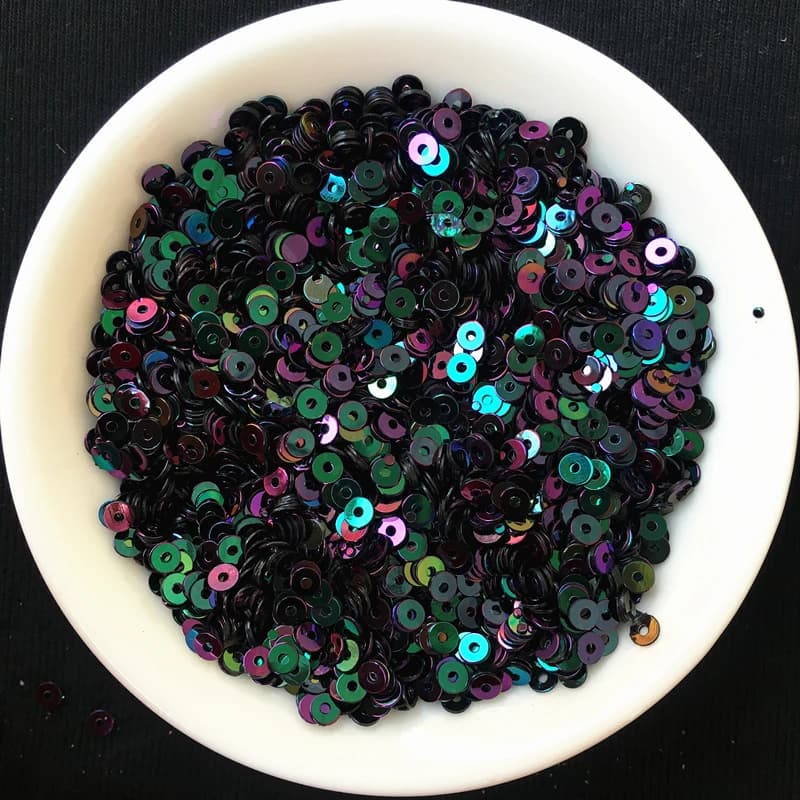 10g/Lot (3000pcs) 3mm AB Black Nail Sequins PVC Flat Round Sequin Paillettes Sewing Wedding Craft, Kids DIY Slim Decoration Film