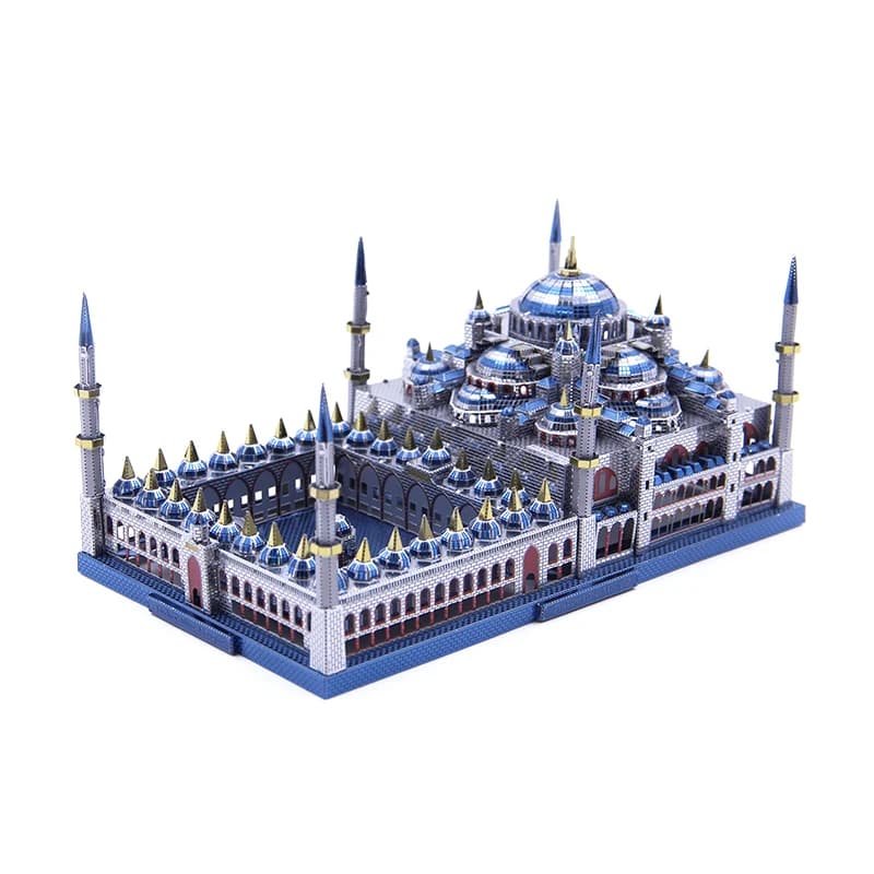Microworld 3D puzzle in metallo moschea blu modello di costruzione fai da te taglio Laser modello di puzzle regalo per giocattoli educativi per adulti decorazione Desktop