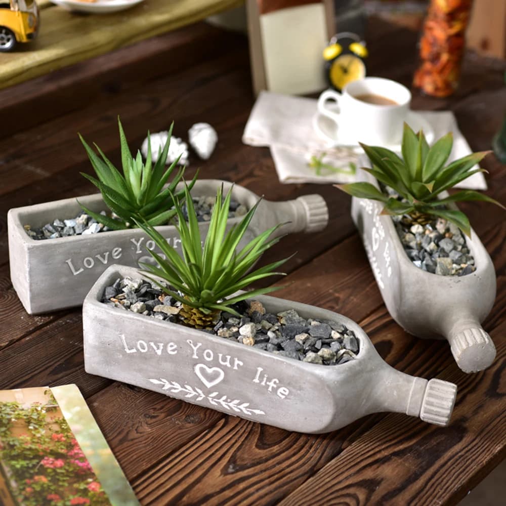 vaso di fiori in cemento stampo in silicone pianta succulenta invasatura stampo in cemento parti di arredamento per la casa stampi per vasi di fiori a forma di bottiglia