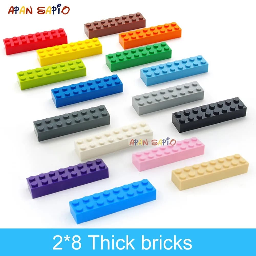 20 pieces building blocks diy thick 2x8 points creative educational toys for kids plastic brick figures size compatible with 3007