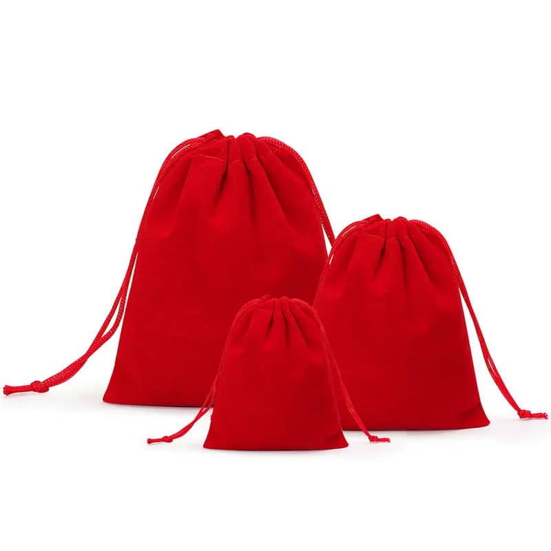 50 Pz/lotto Velluto Rosso 3 Dimensioni Tirare Corda Anello Gioielli Braccialetto Sacchetti Regalo Sacchetti Della Cinghia Wholesale10 * 12 cm 7*9 cm 5*7 cm