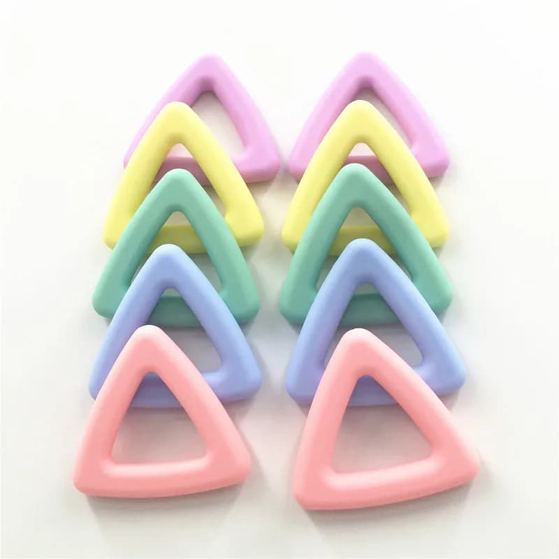Chenkai 10 PZ BPA Libero Triangolo Silicone Massaggiagengive Beads Bambino Ciuccio Dummy Dentizione Masticabili Gioielli Ciondolo FAI DA TE Sensoriale Giocattolo