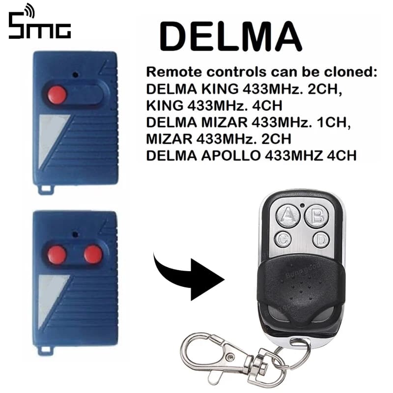 DELMA MIZARD 1CH DELMA RE 2CH Porta Del Garage di Telecomando duplicatore clone di ricambio Chiave Fob per il garage di comando 433.92 Mhz