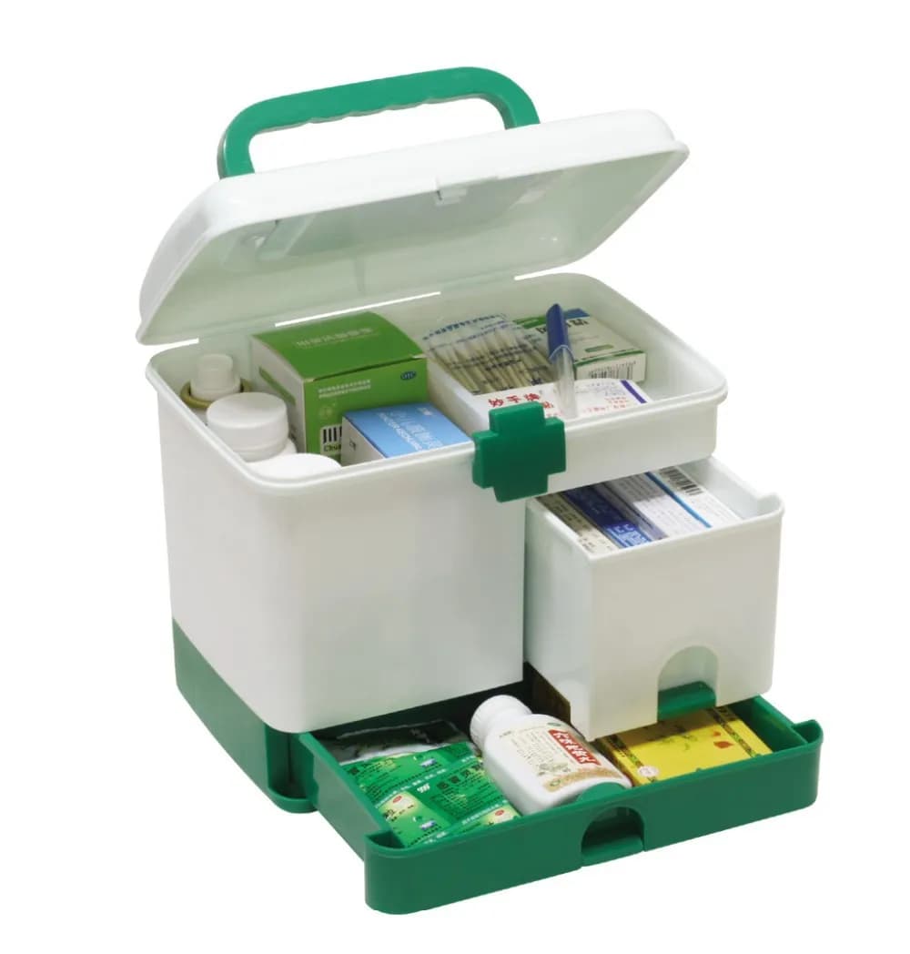 Kit di pronto soccorso domestico, scatola per assistenza sanitaria, scatola per farmaci, scatola per medicinali per la casa, piccola custodia per pillole per piridi per bambini