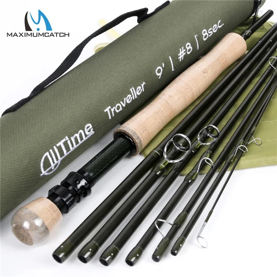 Canna da pesca a mosca da viaggio Maximumcatch AllTime 8pc 5wt/6wt/8wt 9ft Canna da mosca ad azione rapida in fibra di carbonio pura 30T