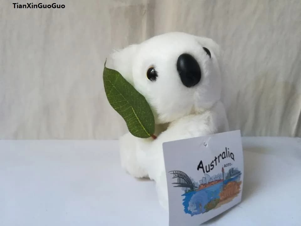 Giocattolo creativo di circa 12 cm, koala bianco che abbraccia una foglia, peluche koala, adorabile bambola morbida, giocattolo per bambini, regalo di Natale b1411