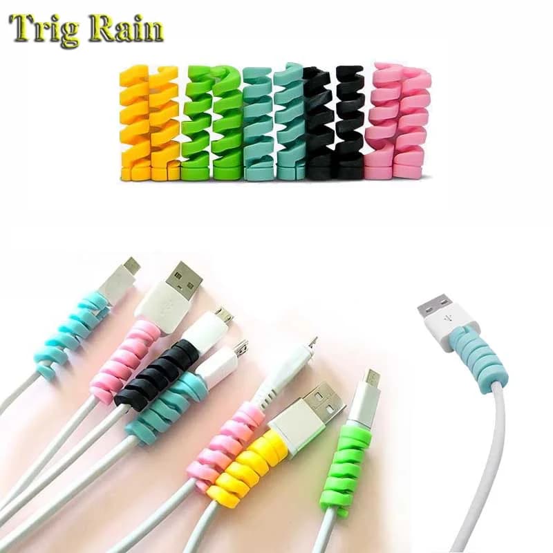Spirale di protezione del Cavo Dati Linea Del Silicone argano della bobina di Protezione Per il iphone Samsung Android di Ricarica USB trasduttore auricolare Della Copertura Della Cassa