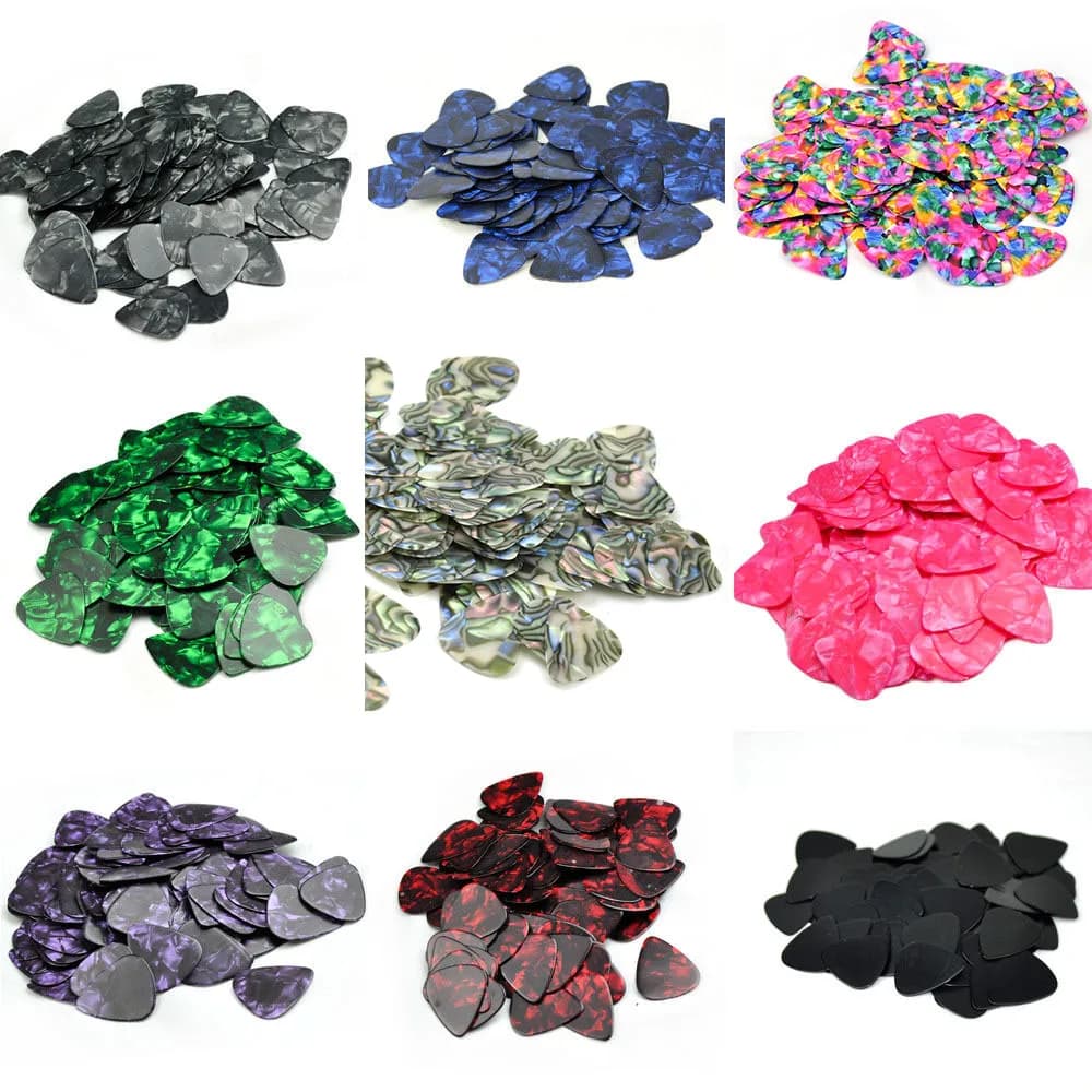Lotti di 100 plettri per chitarra in celluloide pesanti 0,96 mm multicolori