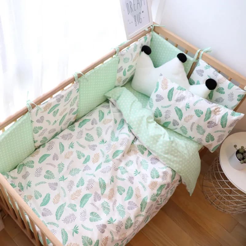 Set biancheria da letto per bambini articoli per bambini traspiranti in cotone per neonati Set biancheria da letto per culla con paraurti per lenzuolo o coprimaterasso per bambina
