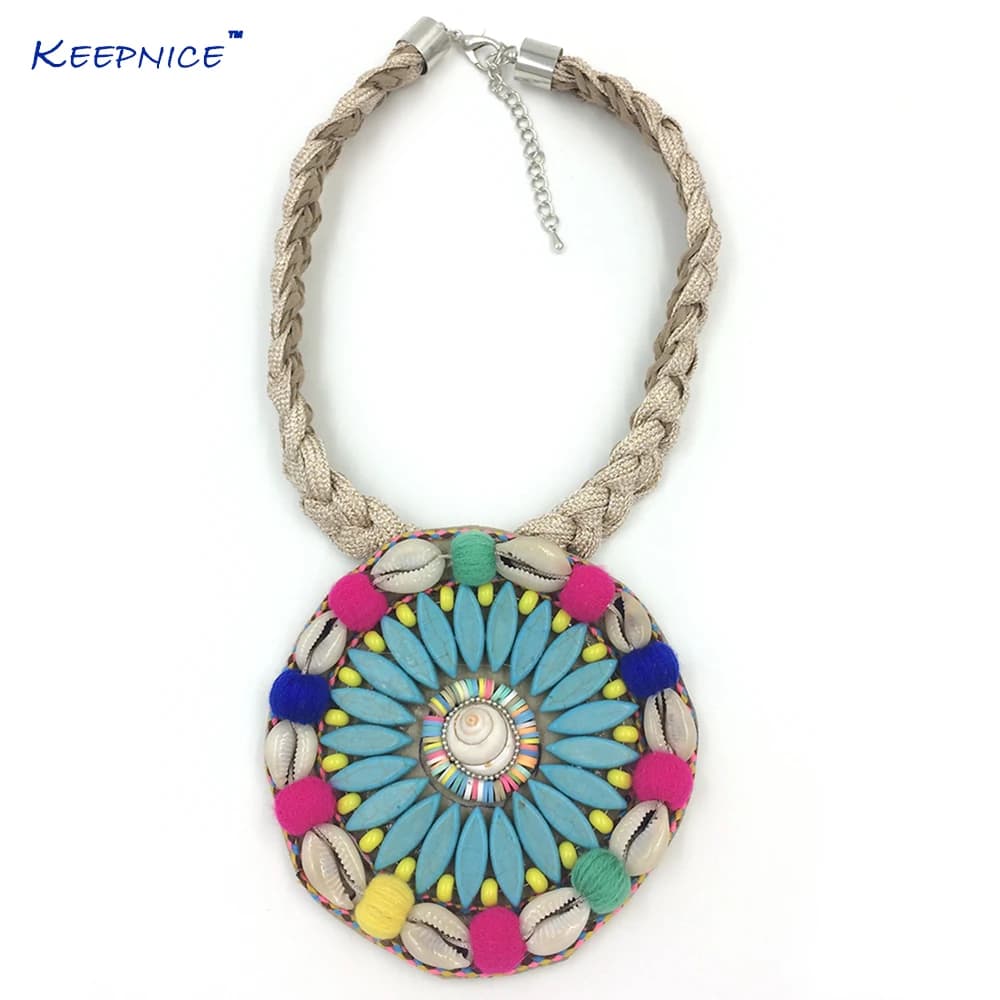 New Boho Jewelry Handmade Flower Chokers Necklace Dream Catcher Pendants Necklace Collier Summer Women Sea Beach