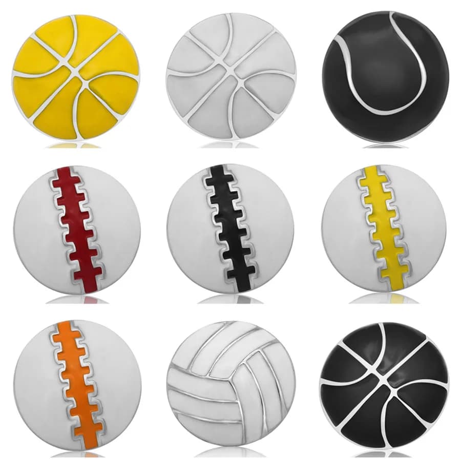 Nuovi bottoni a pressione da 18 mm per palloni da calcio, baseball, pallavolo, tennis, basket, sport, adatti per gioielli a pressione, vendita all'ingrosso KZ3230