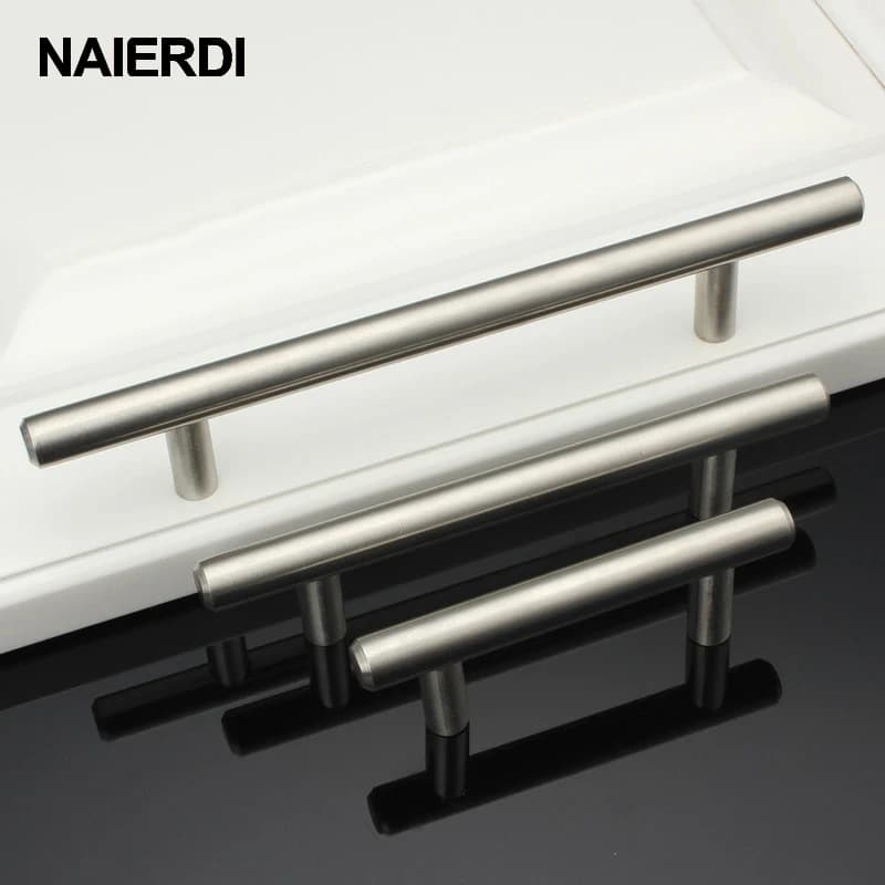 NAIERDI 4 "~ 24'' Maniglie in acciaio inossidabile Diametro 12mm Porta da cucina Armadietto T Bar Maniglia dritta Manopole Ferramenta per mobili