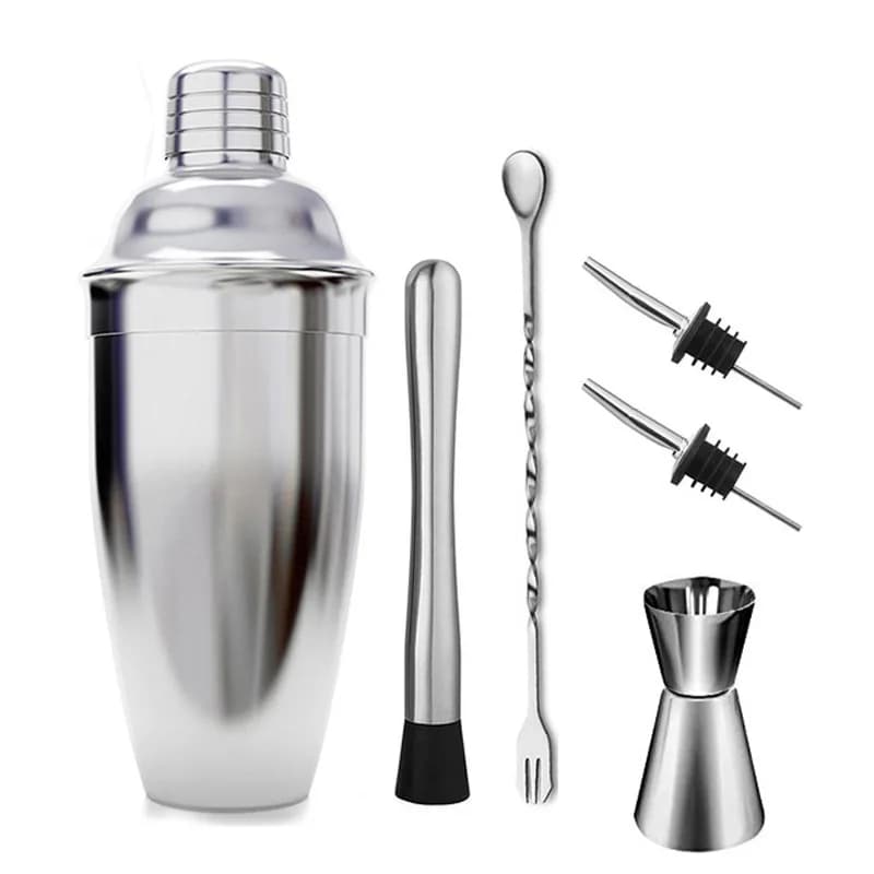 Shaker per cocktail per liquore in acciaio inossidabile Set per miscelatore per vino da bar Kit di strumenti per agitatore a mano per cocktail da bar con supporto