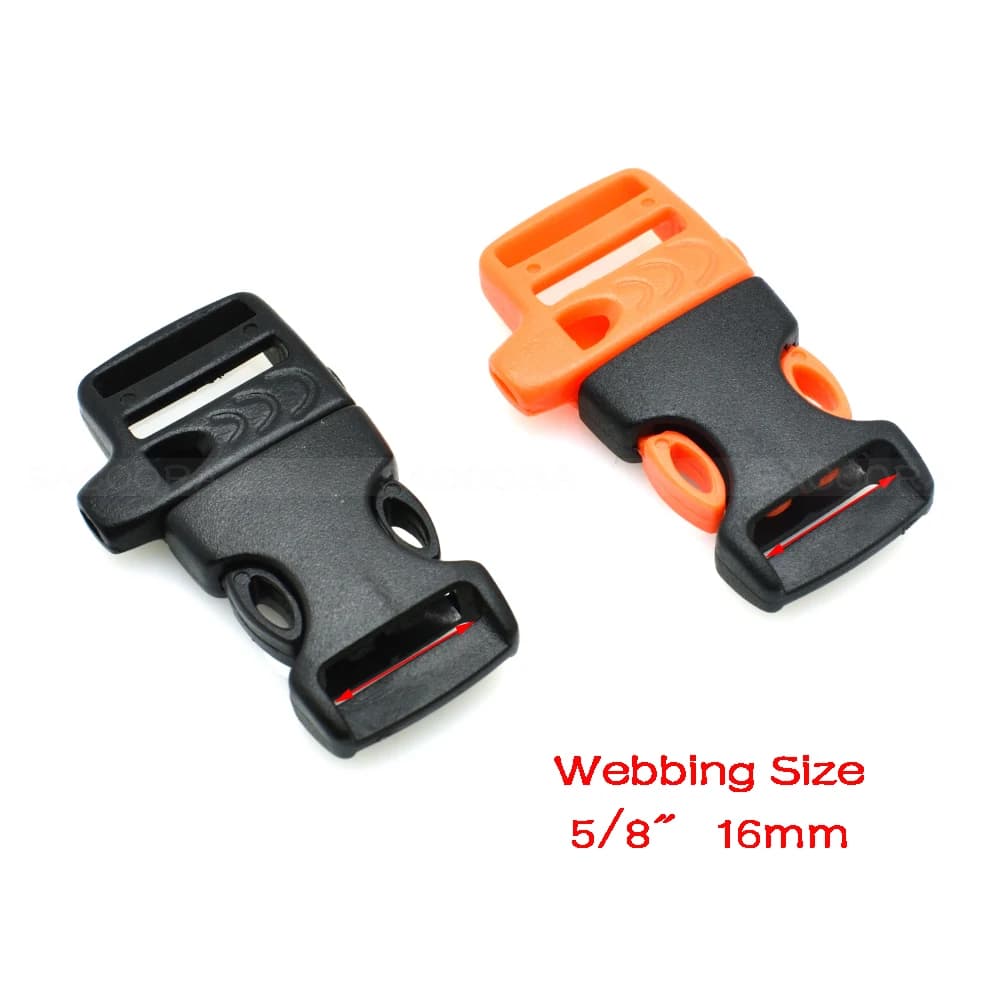 10 pz/pacco 5/8 "(15mm) di emergenza Rilascio Laterale di Fischietti Fibbie Per Cordini di sicurezza Braccialetto/Zaino/Kit Di Sopravvivenza