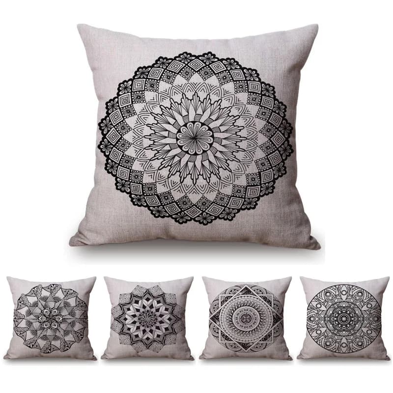 Boho Florals Thailand Meditation Chair Decorative Cushion Cover Mandala Style Cotton Linen Sofa Throw Pillow Cover cojines