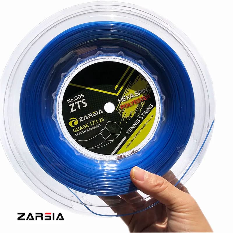 Corde da tennis esagonali ZARSIA Stringhe da racchetta da tennis esagonali durevoli in poliestere 1,23 mm 200 m grande banger Corda blu