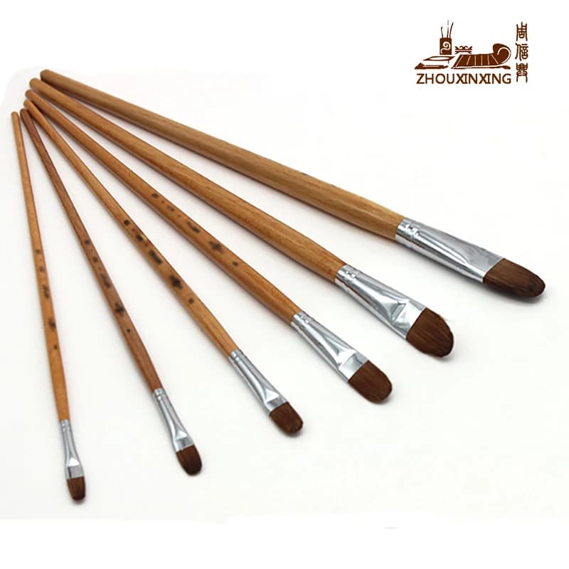 Zhouxinxing 6pcs/set weasel hair Varnish long rod Gouache watercolor painting brush practice painting pen Art for Supplies