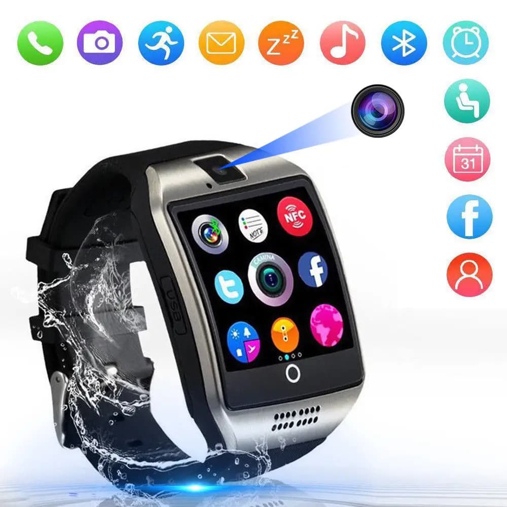 Orologio intelligente Q18 con touch screen Bluetooth per cellulari Android Smartwatch con scheda SIM iPhone X 8