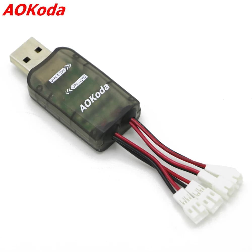 AOKoda CX405 Caricabatteria micro USB 4CH per batteria Lipo LiHV 1S di alta qualità per elicottero RC