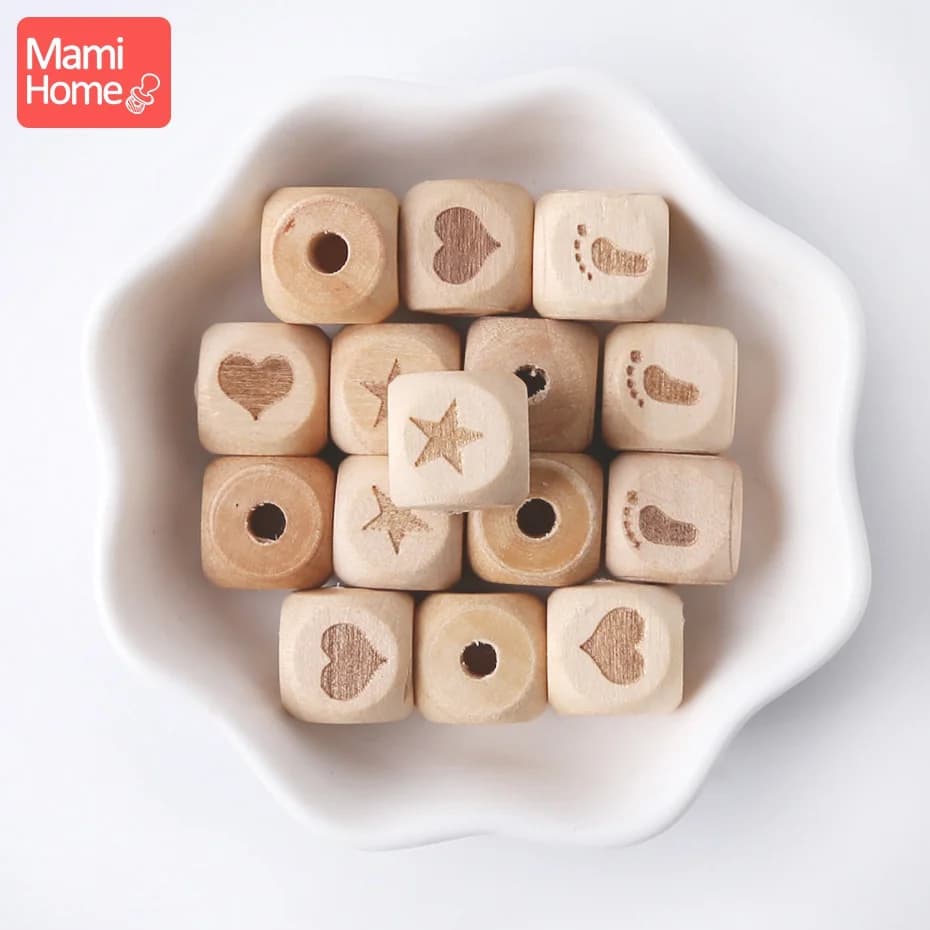 12mm 10pc perline di legno per perline cuore bambino catena ciuccio fai da te in legno bianco roditore dentizione merci per bambini braccialetti di cura