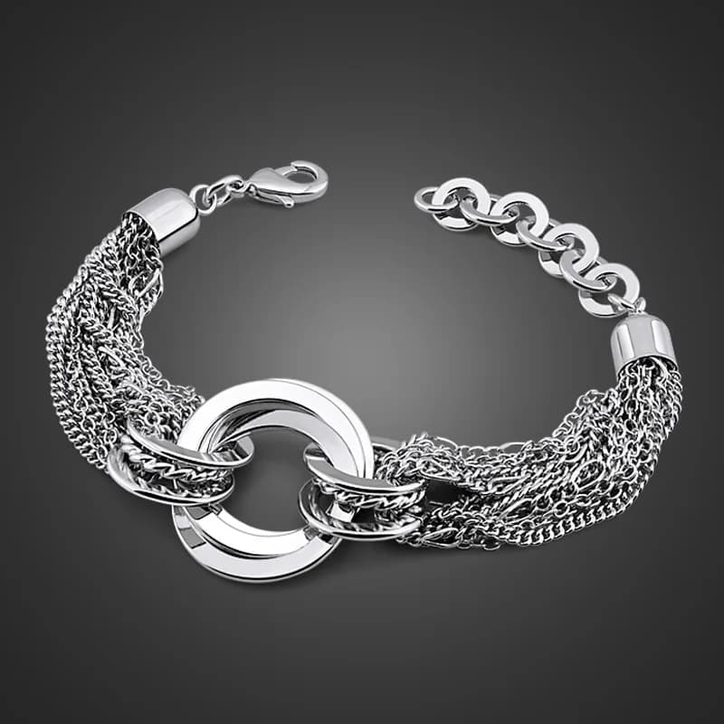 Braccialetti multistrato con catena a maglie in argento 925 di marca di moda per uomo donna braccialetto lucido di lusso leggero regali di gioielli alla moda 21cm