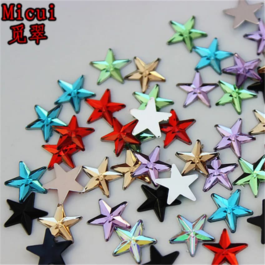 Micui 200 pz 10mm Stella a Cinque punte Acrilico Strass Cristallo Parte Posteriore Piana Perline Scarpe Borse Per Abbigliamento Decorazione Artigianale ZZ615