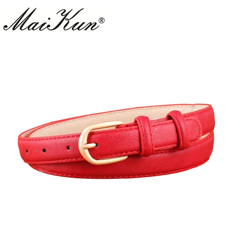MaiKun Sottili Cinture per Le Donne Cintura Femminile Oro Spille Buckle PU Cintura In Pelle per I Jeans