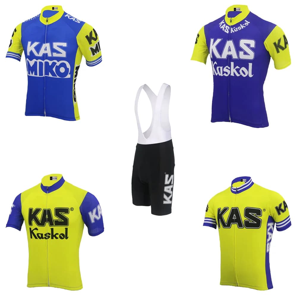 KAS cycling jersey Men's Short Sleeve Bike T-shirts and shorts with suspenders Gel Pad Outdoor Sports Cycling Clothing Triathlon