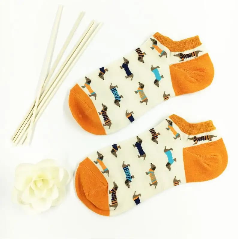 Calzini da donna animali colorati simpatici cani salsiccia in cotone cartone animato coppia signora ragazza calzini primavera estate supporto zoo all'ingrosso