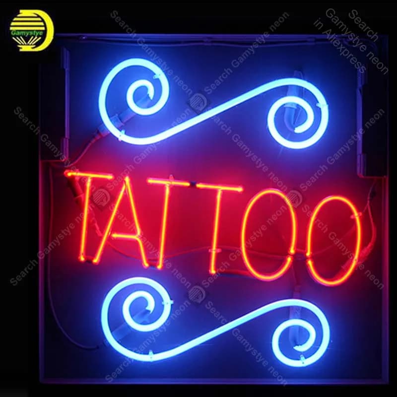 Design Red Tattoo NEON LIGHT SIGN Lampade per insegne al neon Decora la stanza aziendale Tubo in VETRO BEER PUB Store Display Segno iconico artigianale
